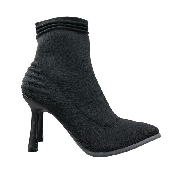 MIA Womens Size 7M Chellsie Black Pointed Toe Stretch Sock High Heel Ankle Boots - Picture 1 of 13